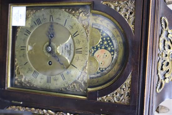 Francis Dorrell of London. A George III stained pearwood and ormolu repeating bracket clock, height 18.5in.